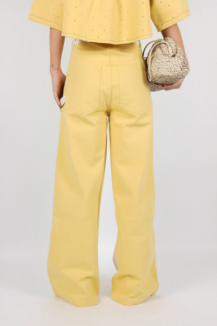 AMANDINE EVA JEANS ECRU/YELLOW